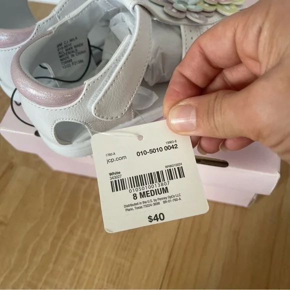 NWT Christie & Jill Toddler 8 Girls White Mila Sandals Flower Memory Foam Shoes - Picture 6 of 7